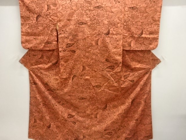 大正ロマン　草花模様織出し着物